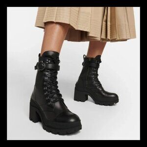 NWT Moncler 'Envile' Leather Combat Boots NEW 38